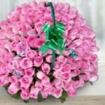 100 PINK ROSE BASKET