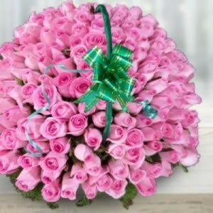 100 PINK ROSE BASKET