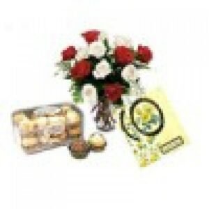 12-Mixed-Colour-Roses-Bunch-16-Pcs-Ferrero-Rocher-Chocolate-Card..