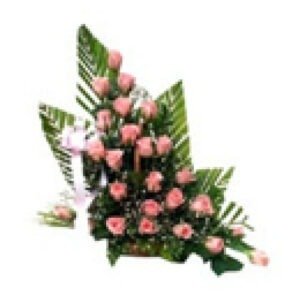 Basket of Pink Rose Flower