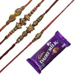 Four Rakhis & Cadbury Chocolate