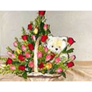 Fresh Flowers in a Basket