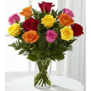 Colourful-Roses-in-Vase