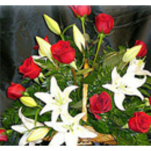 Red-Roses-n-Lillies-in-a-Basket